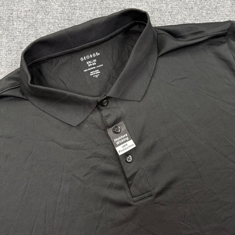 George Performance Polo 3XL Black Moisture Wicking UPF Protection NWT‎ Men's